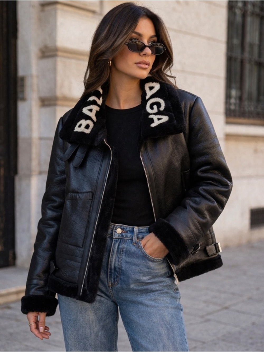 Balenciaga Black Shearling Leather Jacket